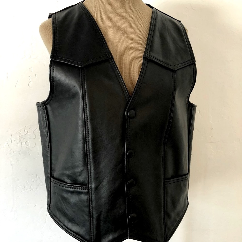 NWOT! UNISEX GENUINE BLACK LEATHER VEST